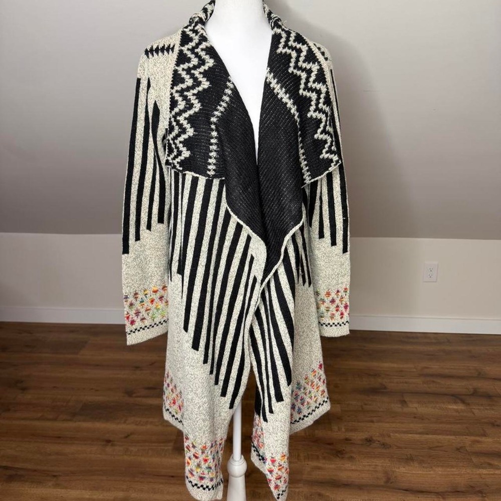 Frazzle Aztec Southwestern Duster Cardigan Size L Boho Western Lagenlook